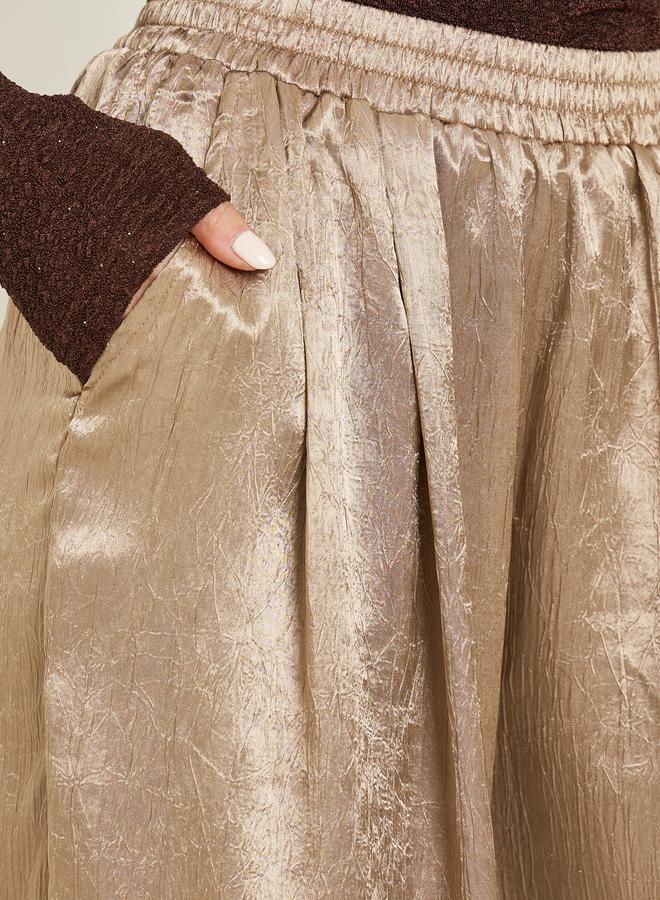 Styli Women Gold Shimmer Wide Leg Trousers - Image 3